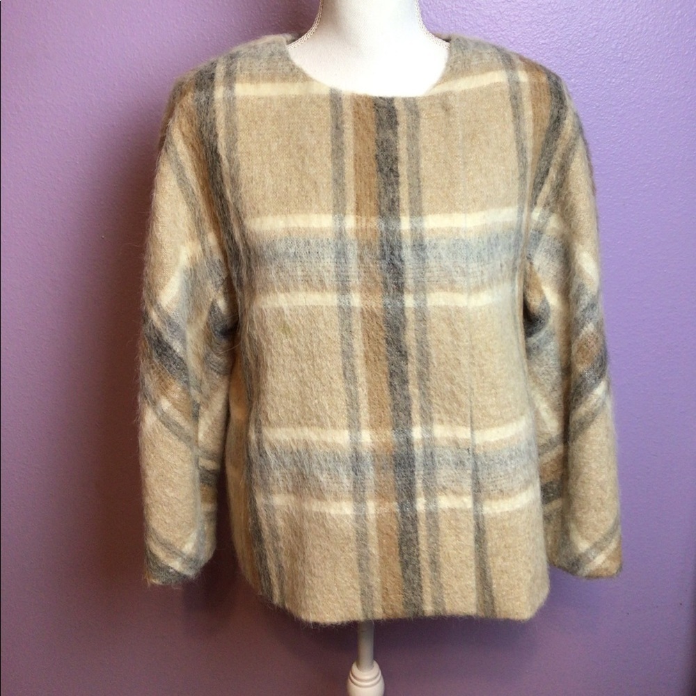 Talbots Plaid Blazer in Beige and Gray